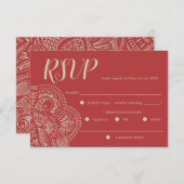 Bohemian Red Rustic Wedding RSVP Response Kaart (Voorkant / Achterkant)