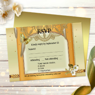 Bohemian Retro Drocatcher Wedding RSVP Card Kaart
