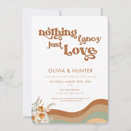 Bohemian Retro Photo Faire-part de mariage Décontr (Devant)