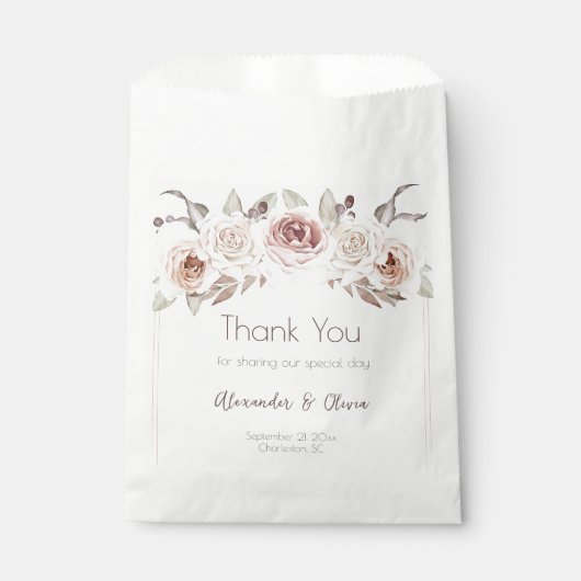 Bohemian Roos bruiloft Bedankzakje (Voorkant)