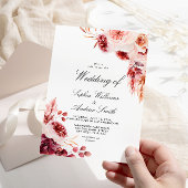 Bohemian Rose Elegant Rustic Wedding Invitation Kaart
