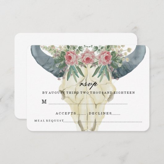 BOHEMIAN ROSE MARIAGE RSVP (Devant / Derrière)