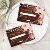 Bohemian Rose Rustic Wood  Wedding RSVP