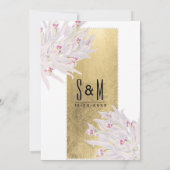 Bohemian roze wit goud orchidee bloemenbruiloft kaart (Achterkant)