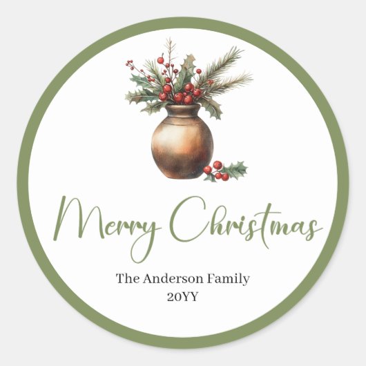 Bohemian Rustic Christmas Bouquet Neutral Sticker (Voorkant)