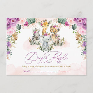 Bohemian Safari Oerwoud Baby shower Luier Raffle Informatiekaartje