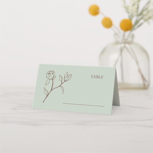 Bohemian Sage Floral Wedding Table Place Card (Voorkant)