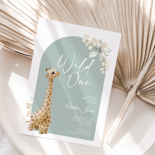 Bohemian Sage Green Giraffe Wild Op een dag Kaart