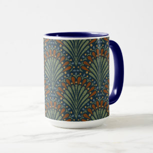 Bohemian Scallops Fan, Olijf, Roest, Marine Blauw Mok