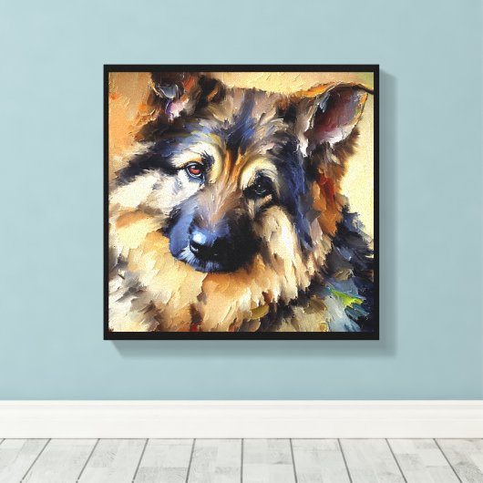 Bohemian Shepherd Dog Portrait Canvas Afdruk (Insitu (Houten vloer))