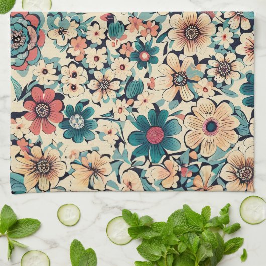 Bohemian Spring Flower Keukenhanddoek (Gevouwen)