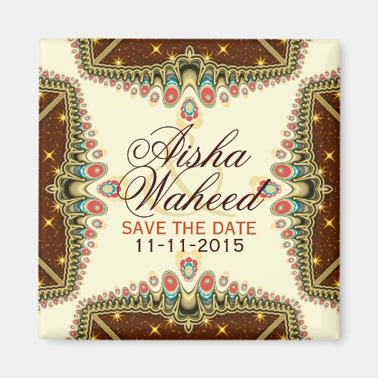 Bohemian Stars Annonce Mariage Date Magnet (Devant)