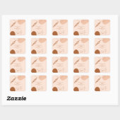 Bohemian Tan Brown Wedding Couples Vierkante Sticker (Vel)