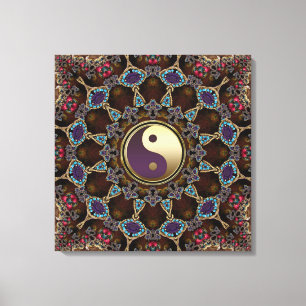 Bohemian Tapestry Yin Yang Verpakt Canvas Afdruk