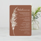 Bohemian Terracotta Bruiloft Welkomstroute Programma (Staand voorkant)