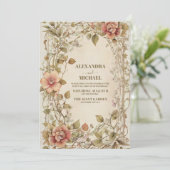 Bohemian Terracotta Classy Trendy Bruiloft Kaart (Staand voorkant)