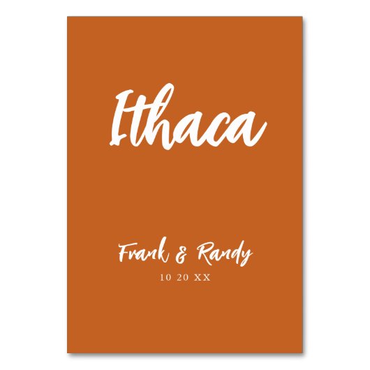 Bohemian Terracotta Custom Wedding Table Name Kaart (Achterkant)