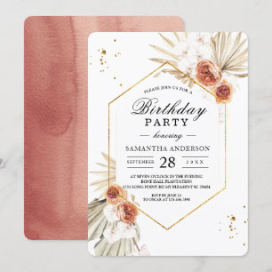 Bohemian Terracotta Dried Palm Leaf & Flowers Kaart