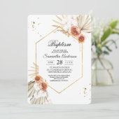 Bohemian Terracotta Dried Palm Leaf & Flowers Kaart (Staand voorkant)