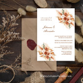 Bohemian Terracotta Floral Elopement Pampas Grass Kaart
