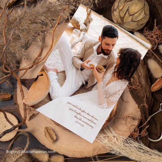 Bohemian Terracotta Floral Elopement Pampas Grass Kaart