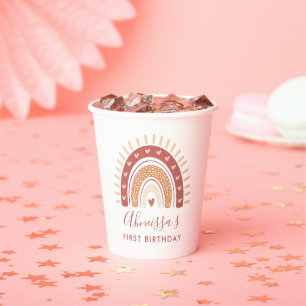Bohemian Terracotta Rainbow Birthday Party Papieren Bekers