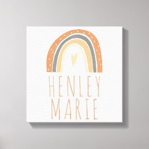 Bohemian Terracotta Rainbow Nursery Baby Naam Canvas Afdruk