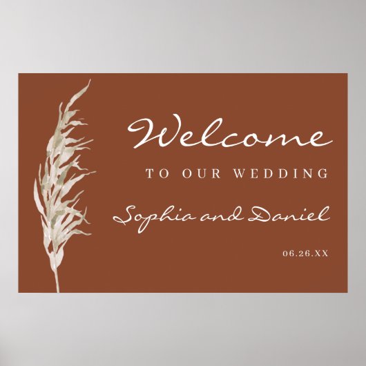 Bohemian Terracotta Wedding Welcome Sign Poster (Voorkant)