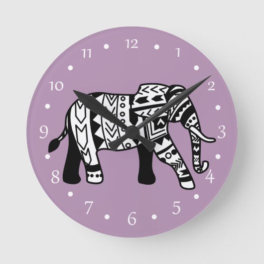 Bohemian Tribal Elephant Ronde Klok (Voorkant)