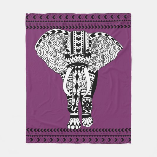 Bohemian Tribal Geo Elephant Fleece Deken (Voorkant)