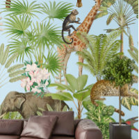Bohemian Tropische Safari Dieren Palmen Patroon