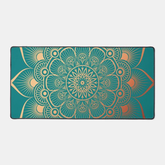 Bohemian Turquoise Peach Mandala Bureaumat (Voorkant)