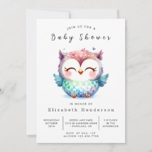 Bohemian Unique Owl Baby shower Kaart