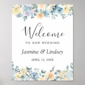 Bohemian Vanilla Blue Floral Mariage Affiche de bi (Devant)