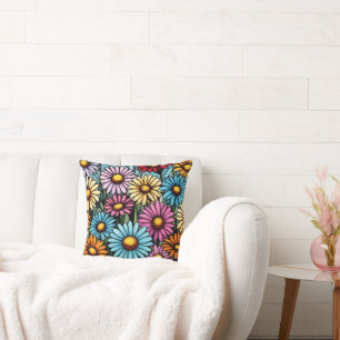 Bohemian Vibrant Daisies - Glas in lood Look Kussen