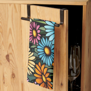 Bohemian Vibrant Daisies - Glas in lood Look Theedoek