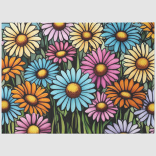 Bohemian Vibrant Daisies - Glas in lood Look Tissuepapier