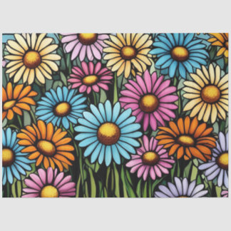 Bohemian Vibrant Daisies - Glas in lood Look Tissuepapier