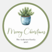 Bohemian Watercolor Christmas Wreath Sticker (Voorkant)