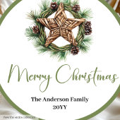 Bohemian Watercolor Christmas Wreath Sticker