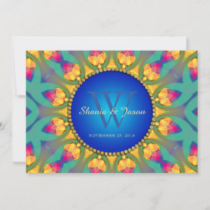 Bohemian Weddin Sunflower Monogram 5x7 Uitnodiging