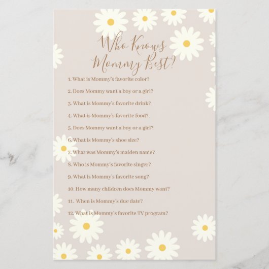 Bohemian White Daisy die mama het beste spel kent (Voorkant)