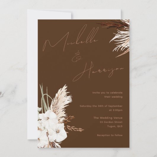 Bohemian White Floral Modern Spring/Fall Wedding Kaart (Voorkant)