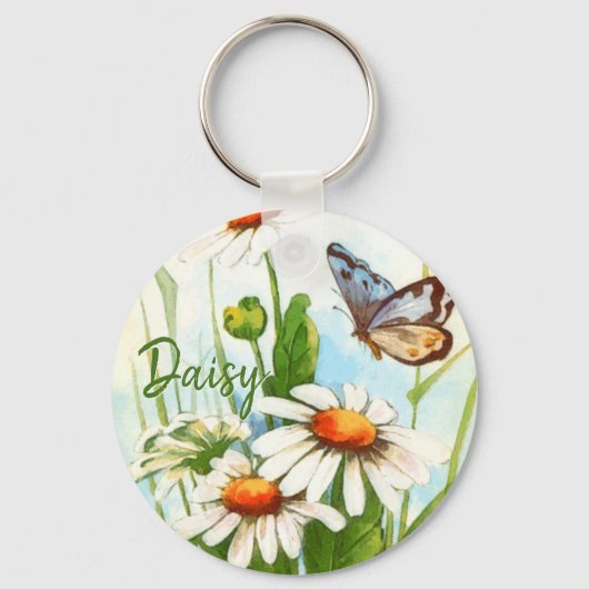  Bohemian Wild Flowers Boho Monogram Sleutelhanger (Voorkant)