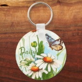  Bohemian Wild Flowers Boho Monogram Sleutelhanger (Voorkant)