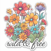 Bohemian Wild & Gratis Wildbloemen Waterdicht Sticker (Voorkant)
