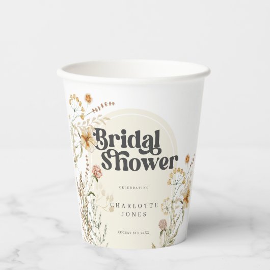 Bohemian Wildflower FotoArch Vrijgezellenfeest Papieren Bekers (Voorkant)