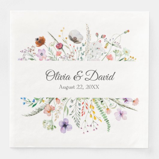 Bohemian Wildflower Meadow Bruiloft Servetten (Voorkant)