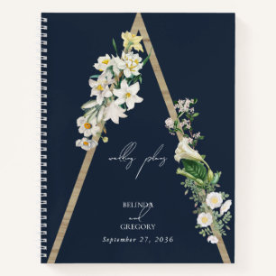 Bohemian Wood Pyramid Florals Blauwe Bruiloft Plan Notitieboek