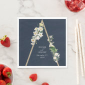 Bohemian Wood Pyramid Wit Bloemen Blauw Bruiloft Servet (Insitu)